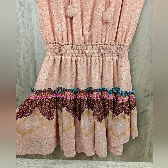 MISA Los Angeles Suri Tiered Skirt Floral Pattern Mini Dress In Peony Size XS - Picture 7 of 16